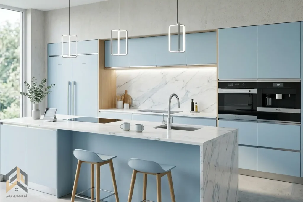کابینت آبی یخی مدرن